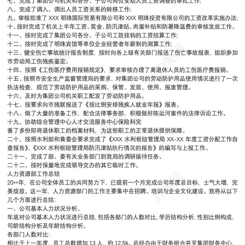 人力资源部上半年工作总结