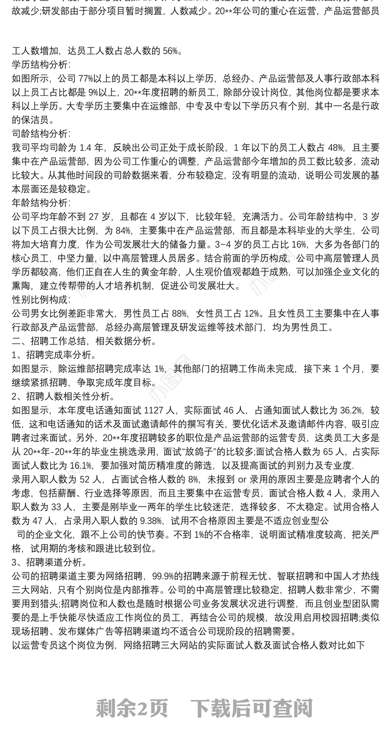 人力资源部上半年工作总结