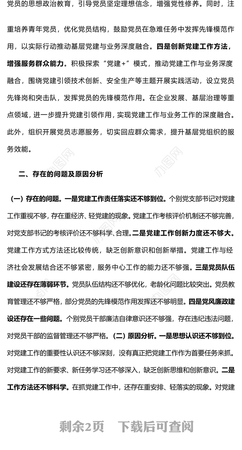 2024年党组织书记抓基层党建工作述职报告