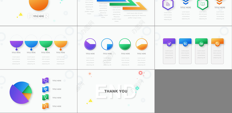 多彩简约几何渐变工作汇报PPT模板