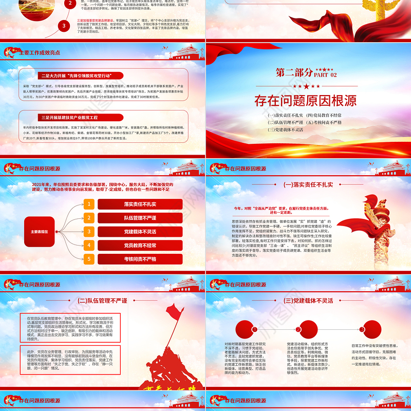 2022党组织书记抓党建工作述职报告PPT红色党建风基层党政机关单位党建工作述职报告专题党课课件模板