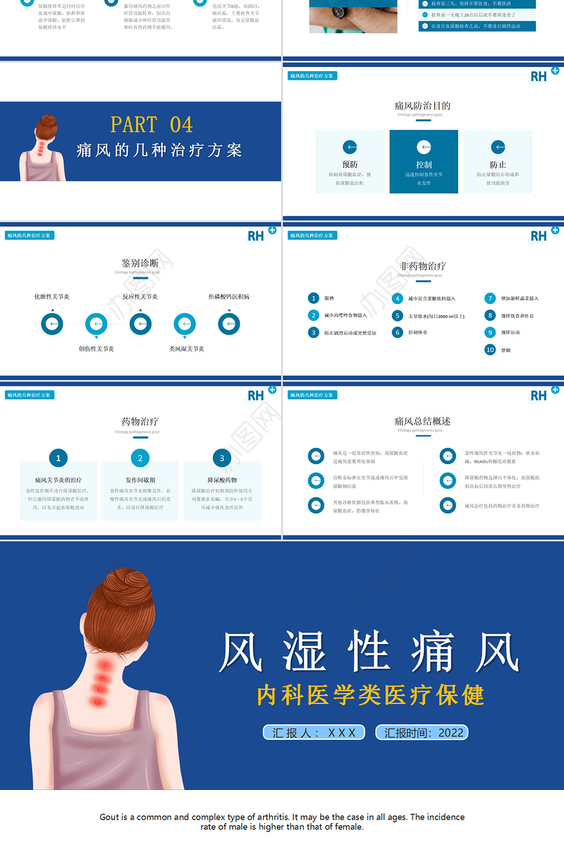 2022夏季腹泻PPT简约清新医疗教学各种疾病医理PPT模板下载