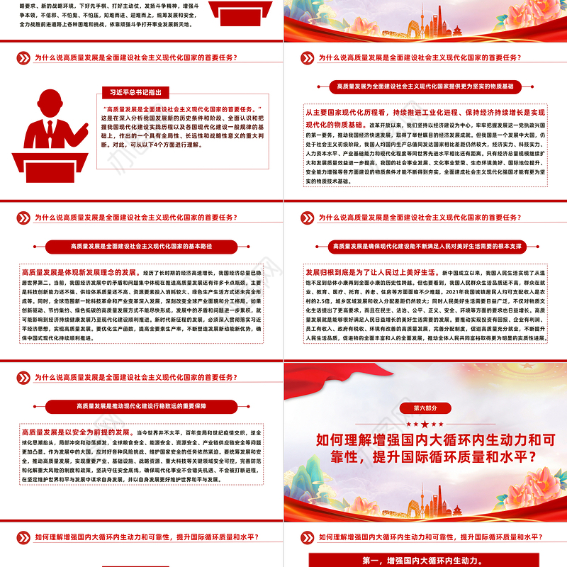 2023大会报告辅导百问（第22—29问）关于中国式现代化PPT大气精美风党员干部学习教育专题党课课件模板