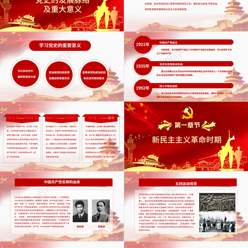 中国共产党建党100周年七一党课光辉历程党史党课PPT模板