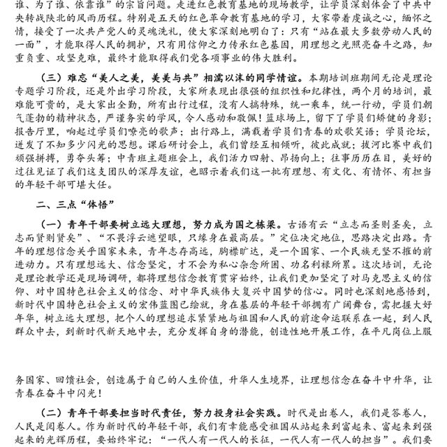 青年干部参加市委党校培训工作总结