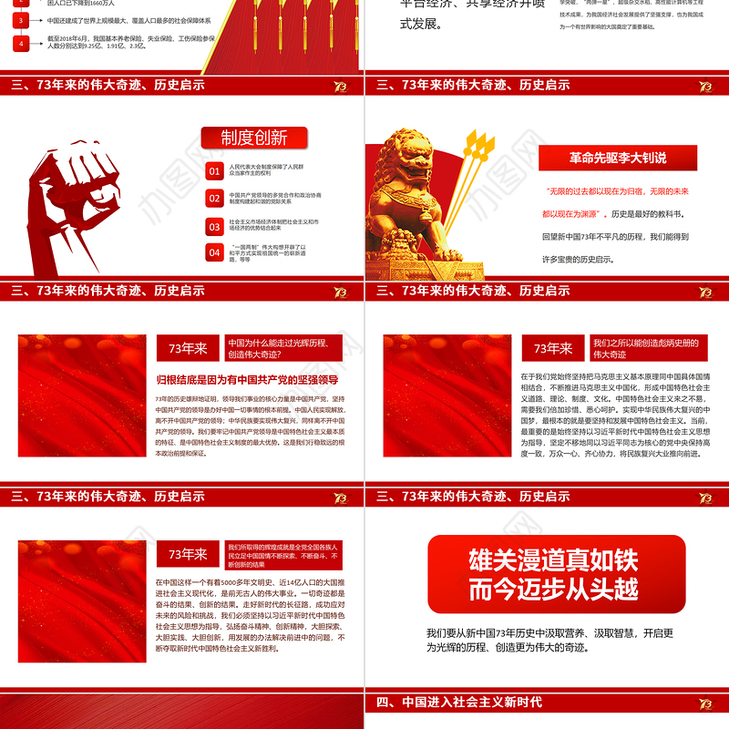 2022举国同庆盛世华诞PPT红色喜庆新中国成立73周年喜迎国庆七十三周年党课课件