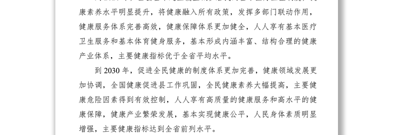 2021县贯彻落实《“健康中国2030”规划纲要》实施方案