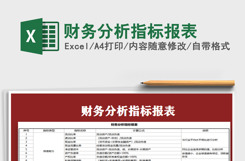 2021年财务分析指标报表