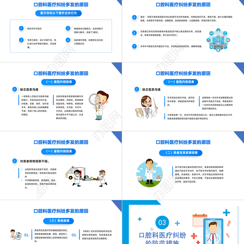 2022口腔科医疗纠纷的防范PPT蓝色简约风医患关系防范专题培训课件