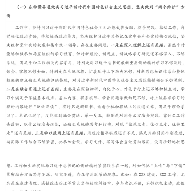 X局党组班子成员2020年度民主生活会个人对照检查材料