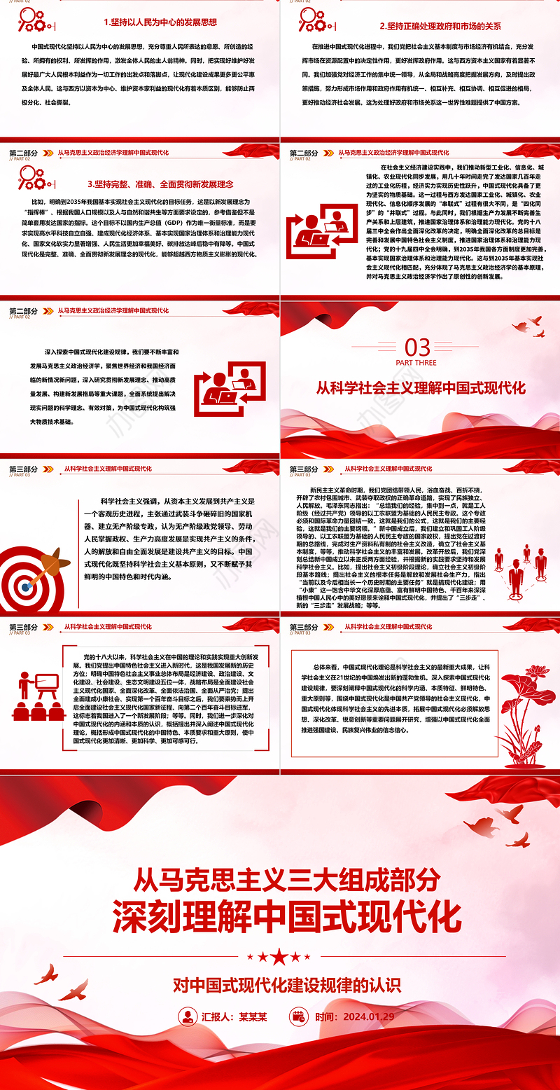 以马克思主义三大组成部分深入理解中国式现代化 ppt简洁华美对中国式现代化建设规律的认识微课件