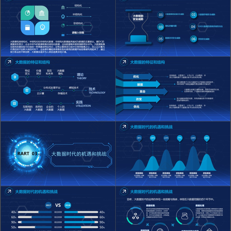 2017大数据科技炫酷商务通用ppt模板