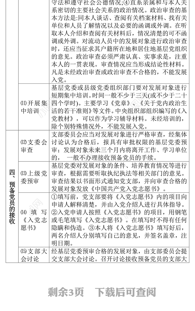 发展党员工作程序流程图