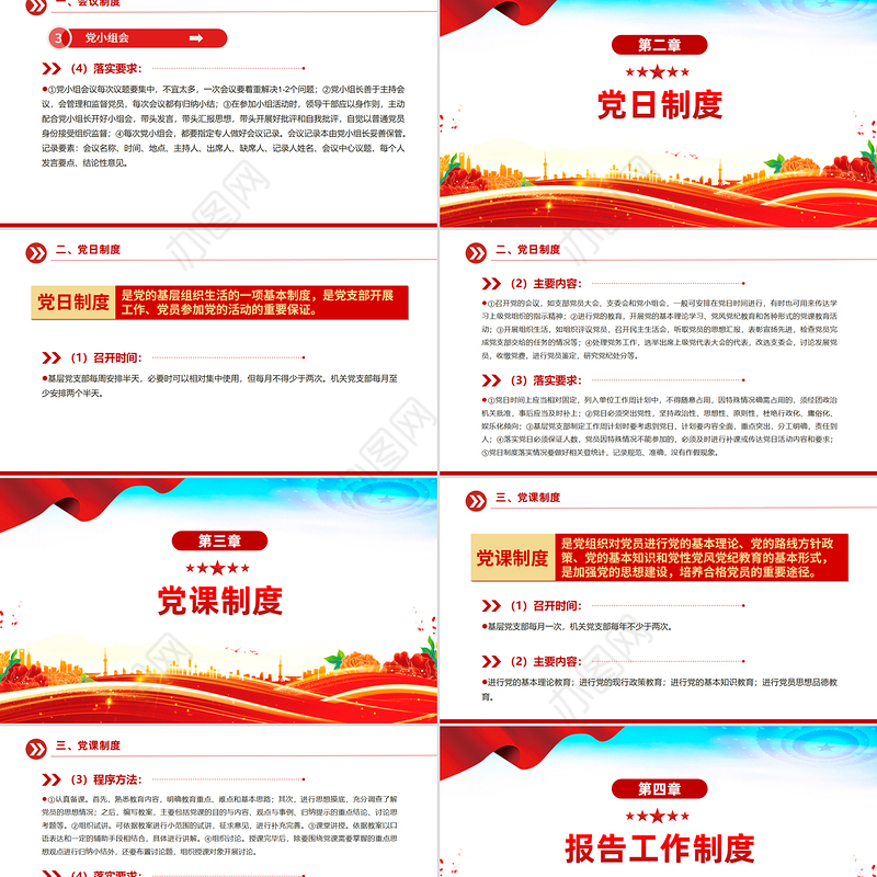 简洁实用党支部七项组织生活制度PPT党课