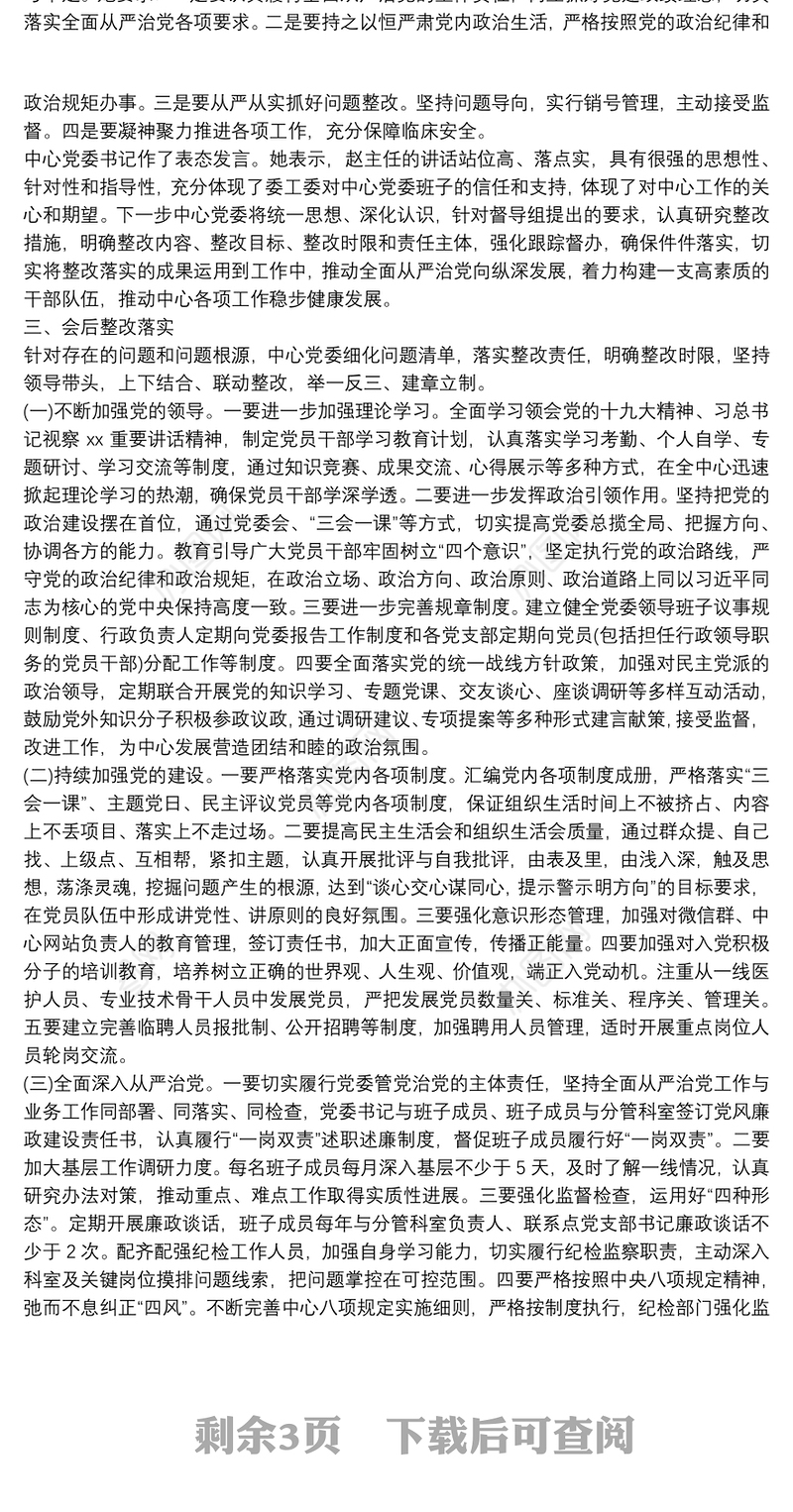 巡察整改专题民主生活会情况报告三篇