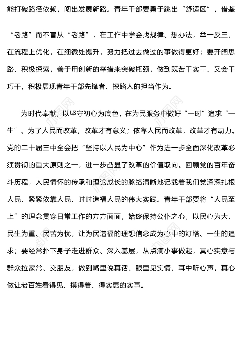 青年干部学习贯彻党的二十届三中全会精神心得体会