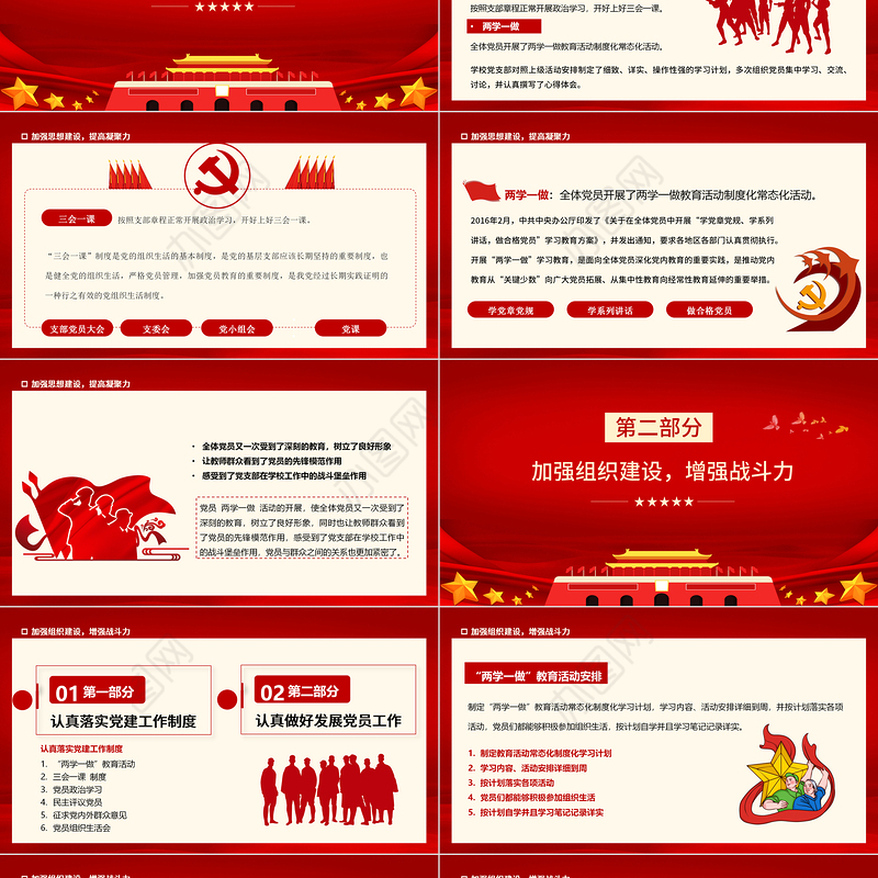 2022党支部年终工作总结PPT色大气基层党组织党支部工作汇报年度述职报告模板