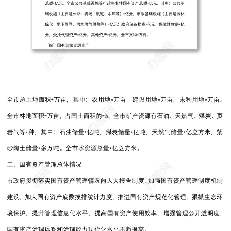 全市国有资产管理情况调研报告