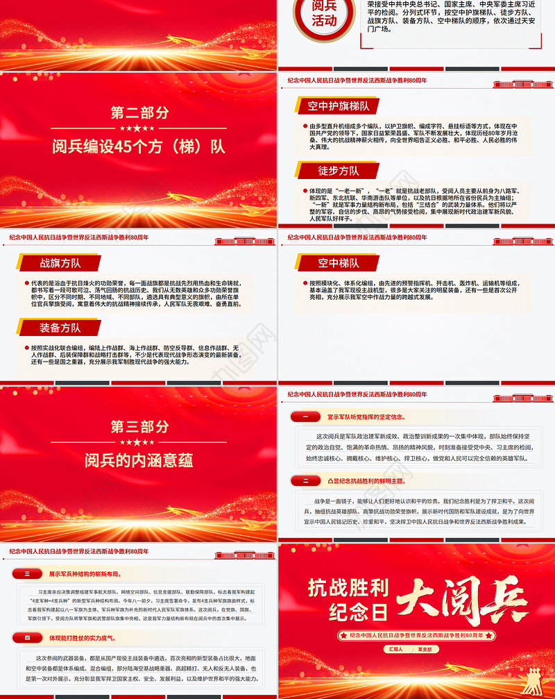 9.3抗战胜利纪念日大阅兵PPT纪念中国人民抗日战争暨世界反法西斯战争胜利80周年课件