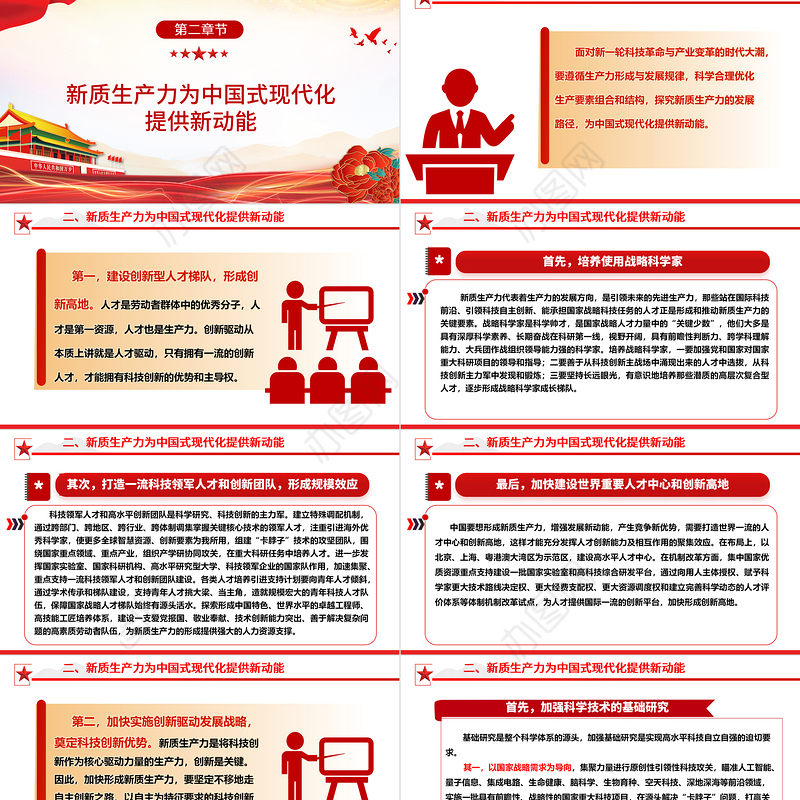 中国式现代化建设离不开新质生产力的发展ppt红色光效大力推进新质生产力全面发展微党课下载