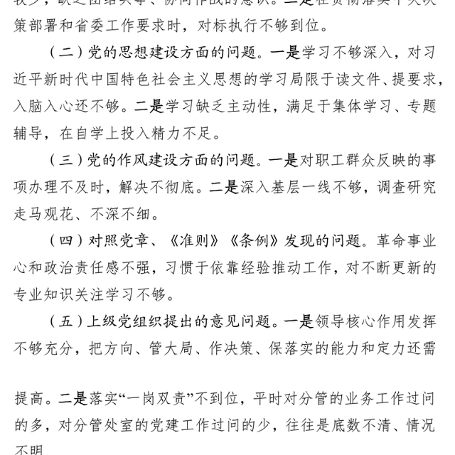 主题教育检视问题情况报告(领导班子)