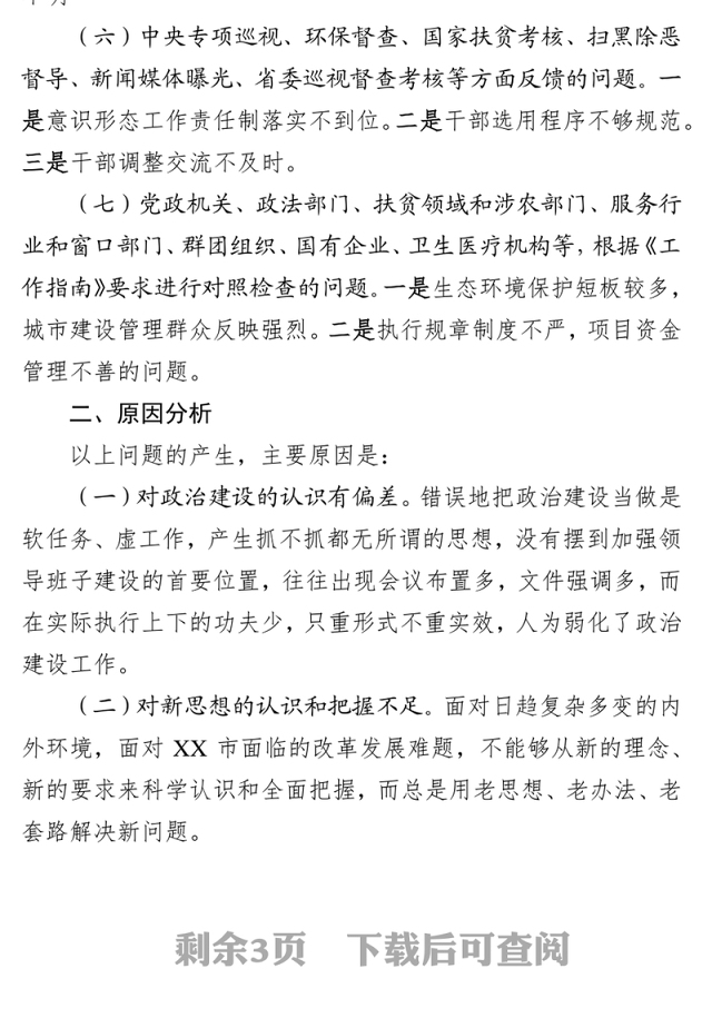 主题教育检视问题情况报告(领导班子)