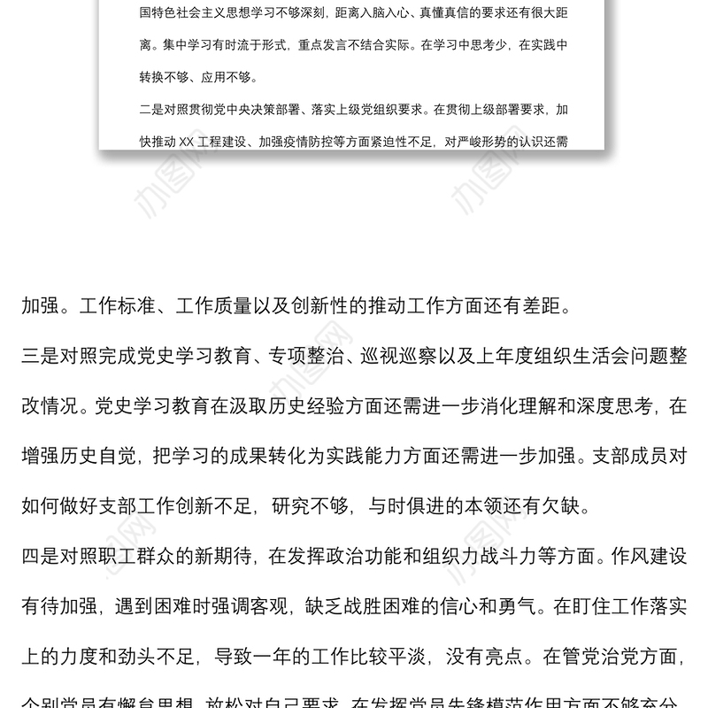 2022年度组织生活会党支部委员会年度工作报告