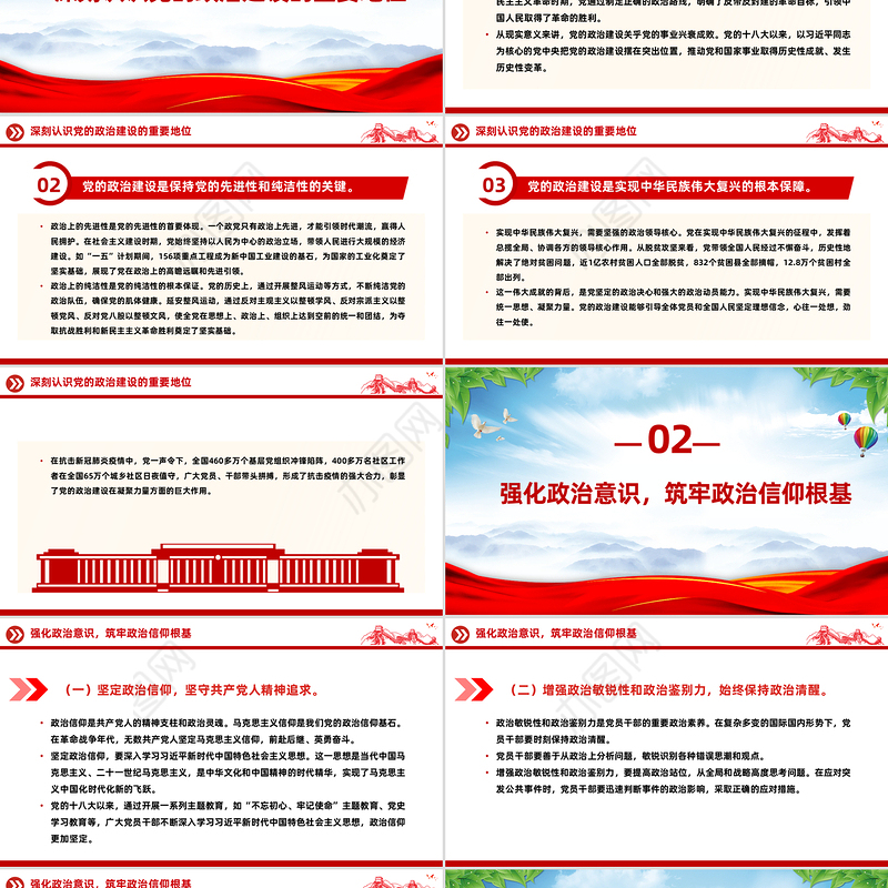 党的政治建设PPT红色简洁2025年第二季度主题党课课件