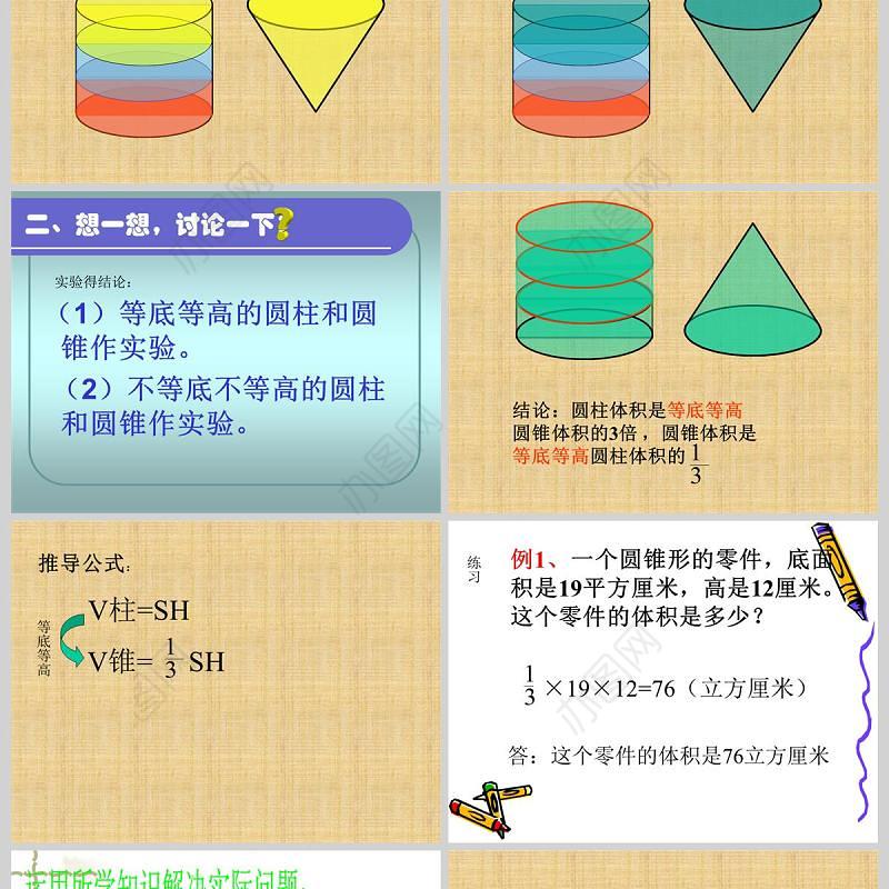  圆锥的体积数学课件PPT模板