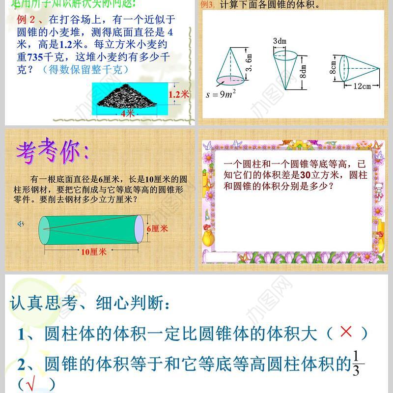  圆锥的体积数学课件PPT模板