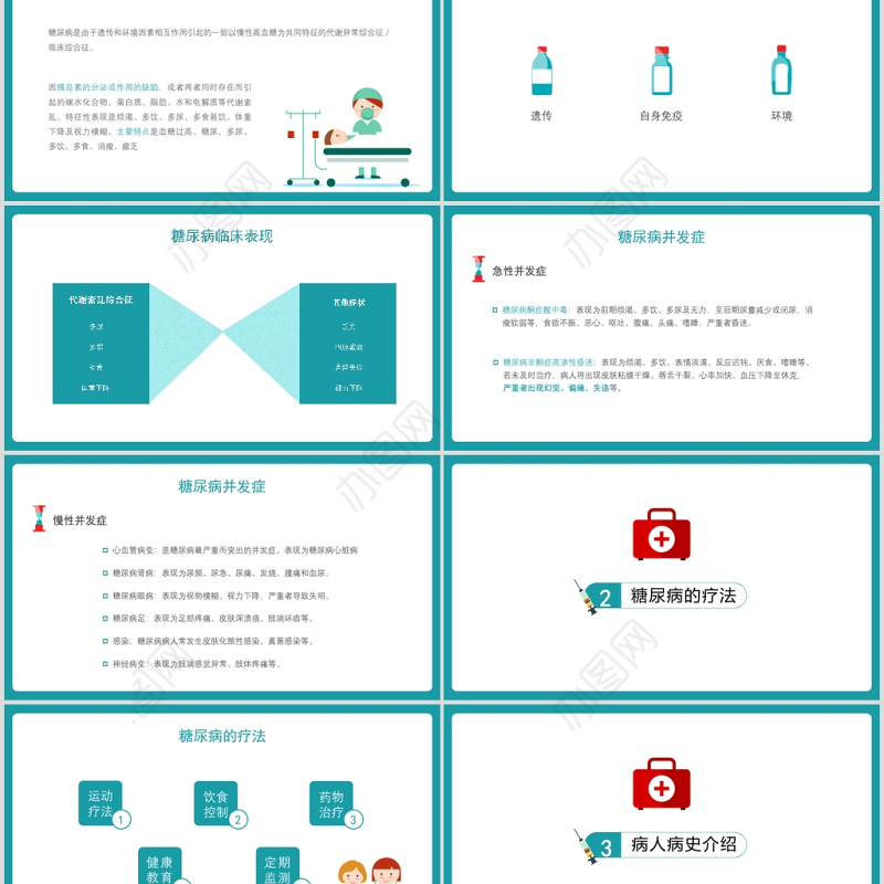 简约糖尿病护理查房介绍注意事项PPT模板