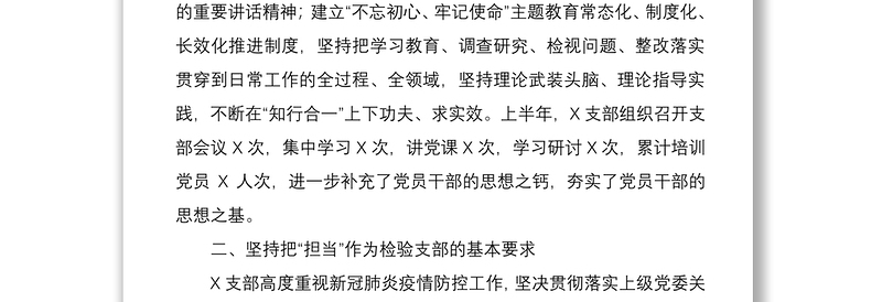 2020年上半年支部党建工作总结
