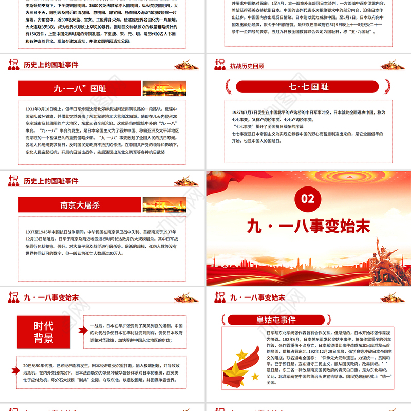 铭记历史勿忘国耻九一八事变PPT红色党政风吾辈自强圆梦中华勿忘九一八课件下载