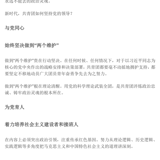 党旗所指就是团旗所向 坚持党的领导建团100周年共青团团课演讲稿