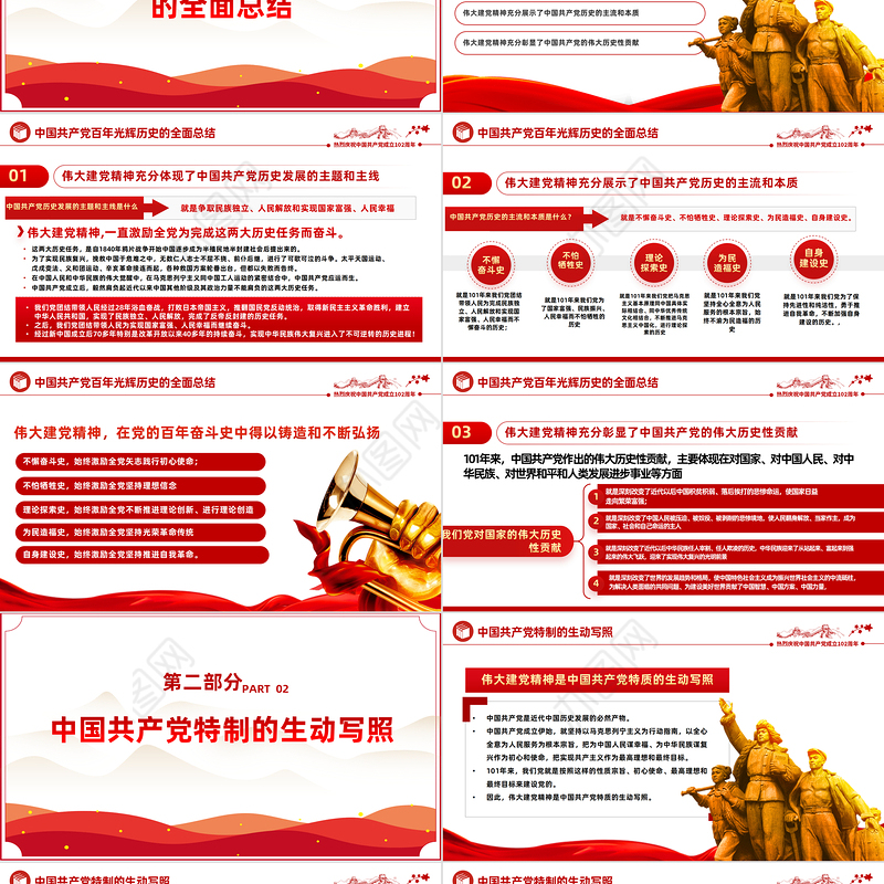2023弘扬伟大的建党精神PPT红色建党风迎七一建党102周年专题党课课件模板下载