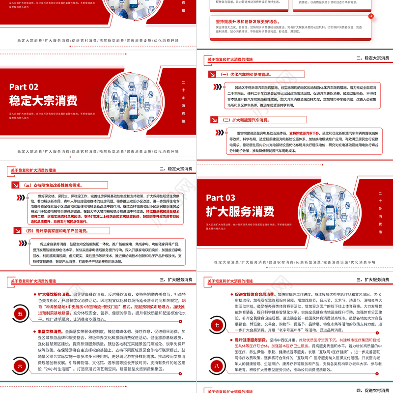 关于恢复和扩大消费的措施PPT红色创意深入实施扩大内需战略充分发挥消费对经济发展的基础性作用课件