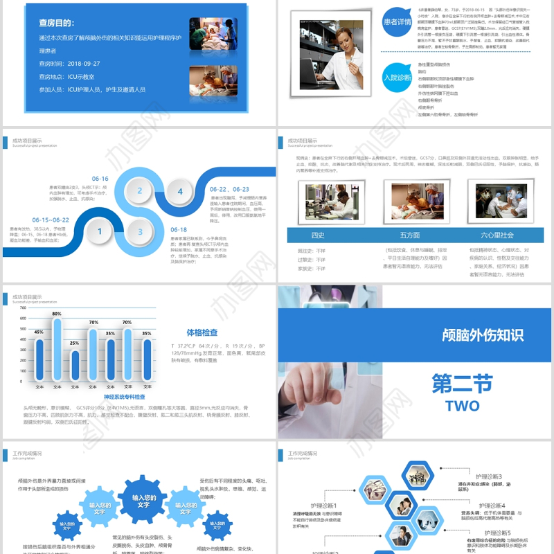 医生背景颅脑外伤护理查房PPT