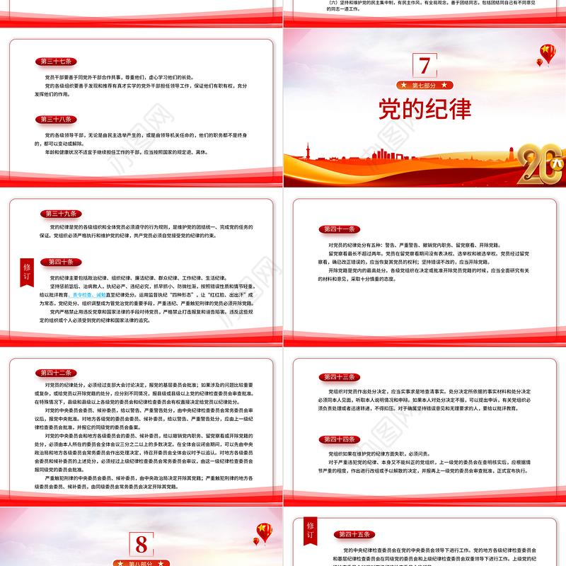 2022党章新旧对照版PPT红色精美中国共产党章程新旧对照版党章新变化解读党建党课课件