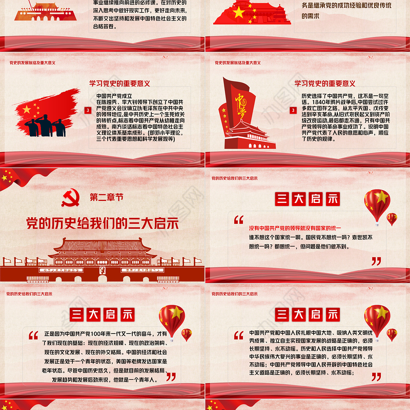 红色党政风中国共产党建党100周年PPT模板