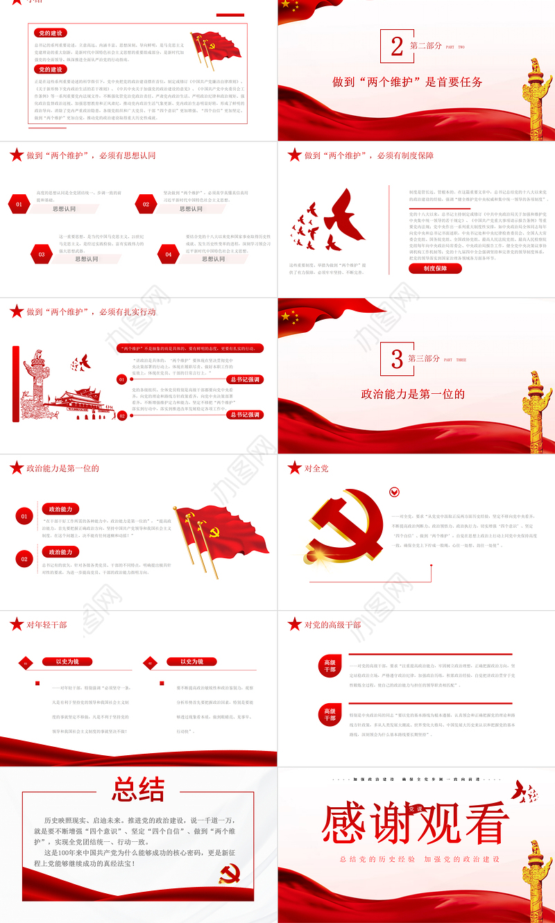 2021新的征程PPT红色简洁总结党的历史经验加强党的政治建设党风廉政党课课件