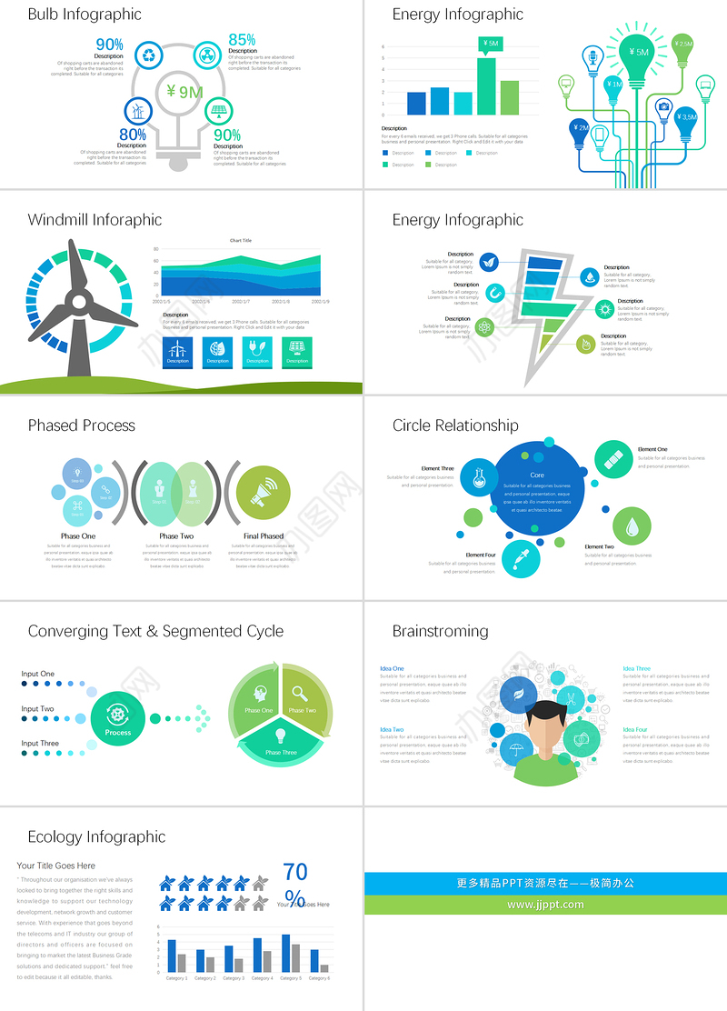 环保题材可视化信息图表PPT模板