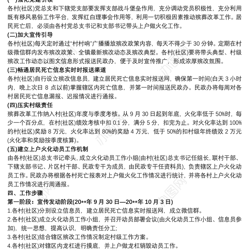 乡镇关于全面推进殡葬改革工作的实施方案