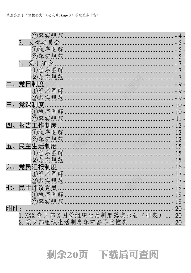 党支部七项组织生活制度落实规范制度