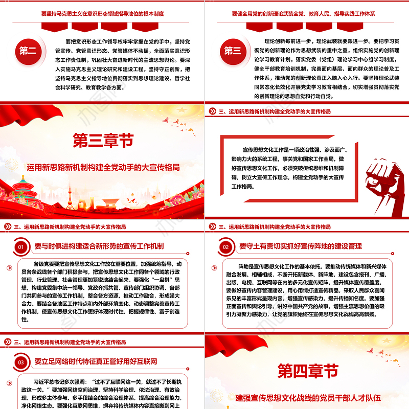 助力推进党对宣传思想文化工作的领导ppt红色简洁风党组织文化思想主题党课