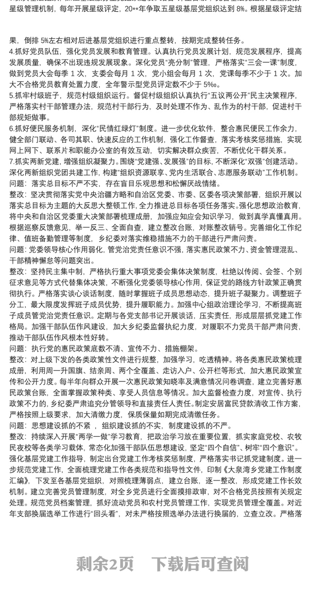 党支部班子问题清单及整改措施3篇