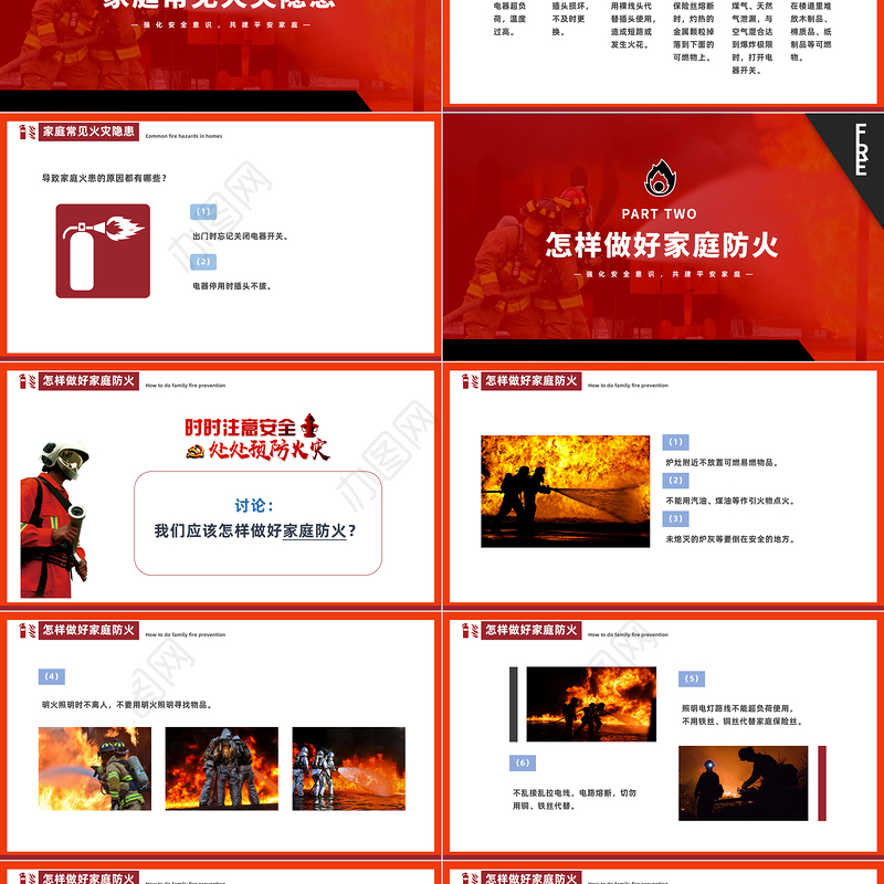 家庭防火安全教育PPT简洁大气强化安全意识共建平安家庭PPT