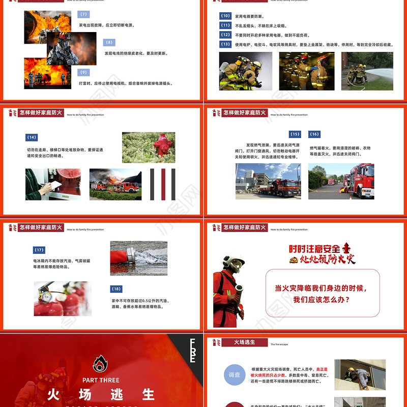 家庭防火安全教育PPT简洁大气强化安全意识共建平安家庭PPT