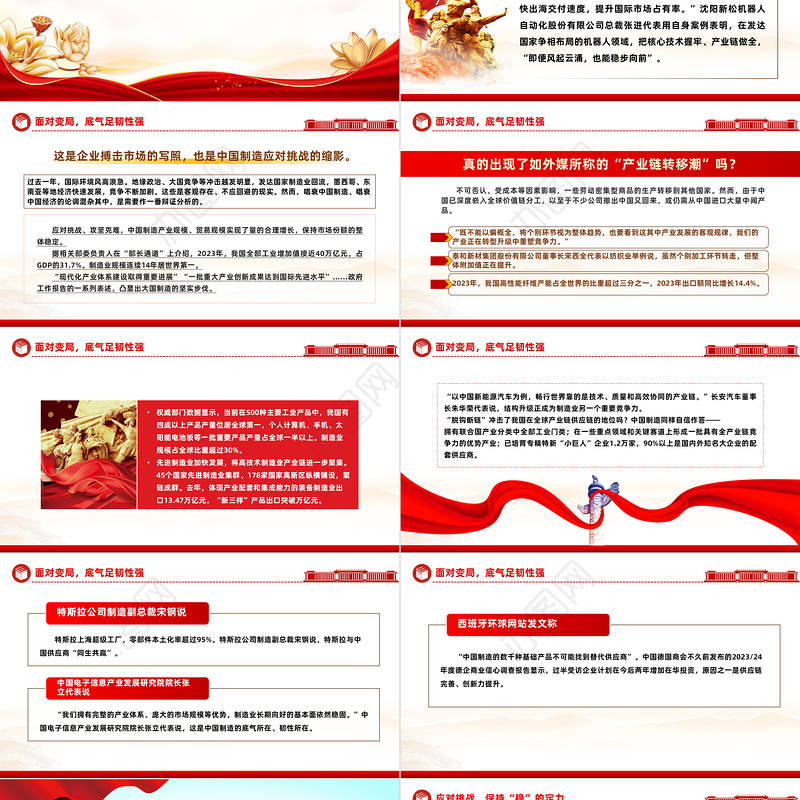 两会中国经济问答之四PPT红色精美应对现实挑战中国制造如何保持竞争力课件
