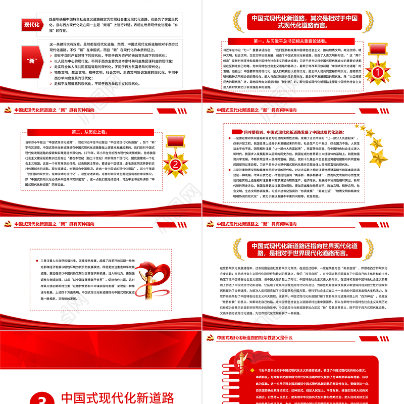 全面精准理解中国式现代化新道路PPT深入学习创造了中国式现代化新道路创造了人类文明新形势这一重要论断专题党课课件模板 中国式现代化新道路 人类文明新形势