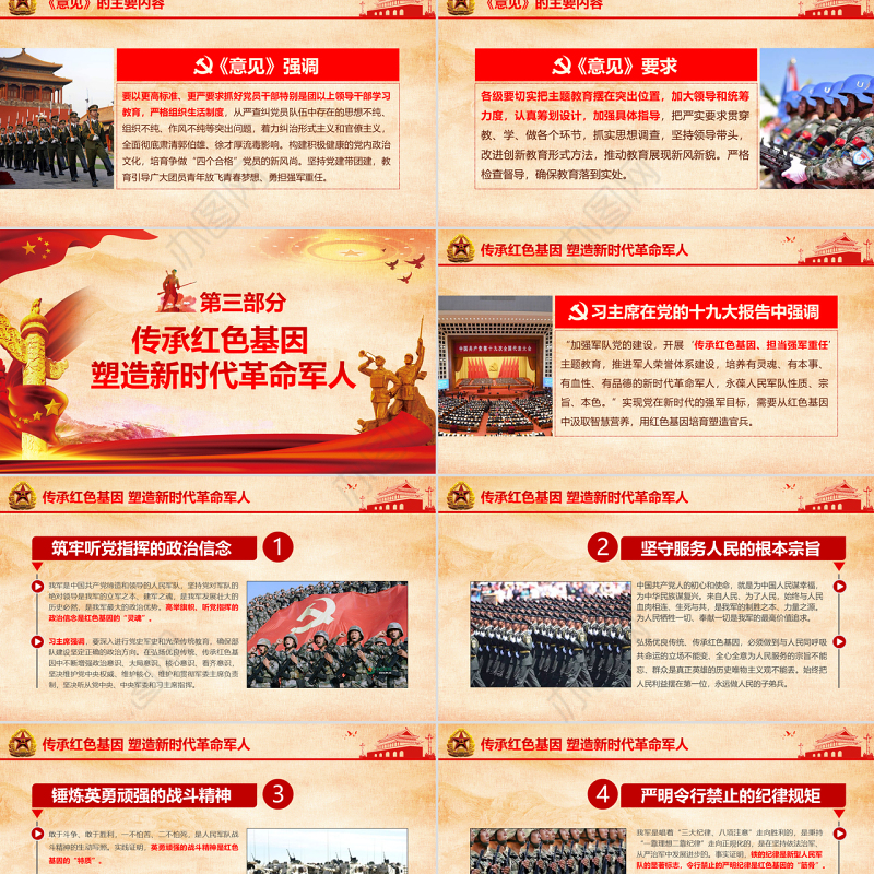 原创传承红色基因担当强军重任军队学习PPT-版权可商用